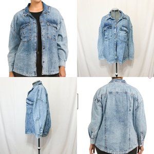 Us Together NWT Sz 1X Dusty Blue Plus Denim Shirt Jacket